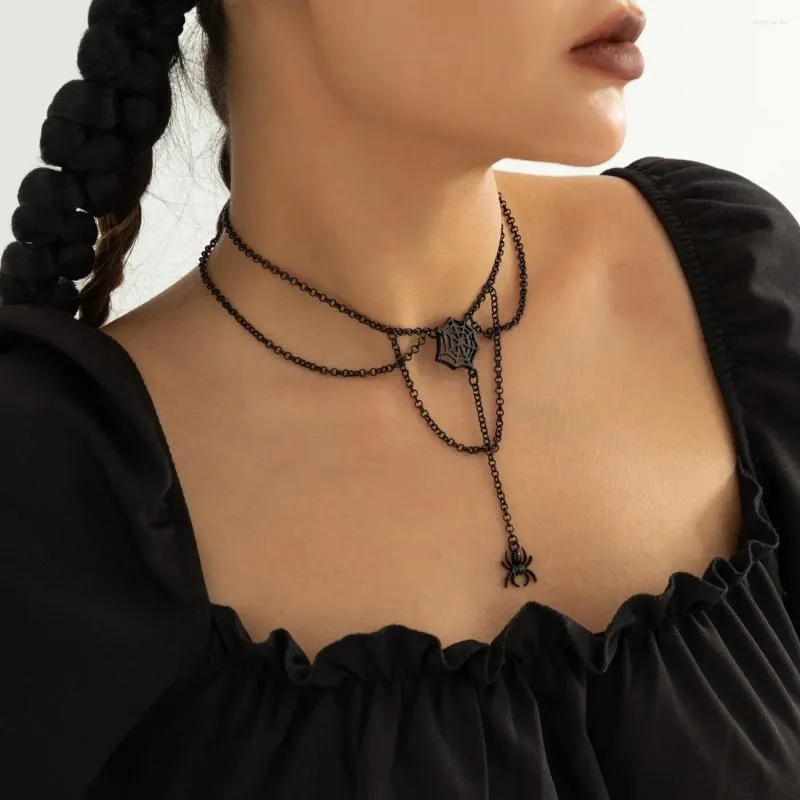 Kedjor Original punk spindel choker kedja halsband för kvinnor flickor smycken party halloween present gotisk