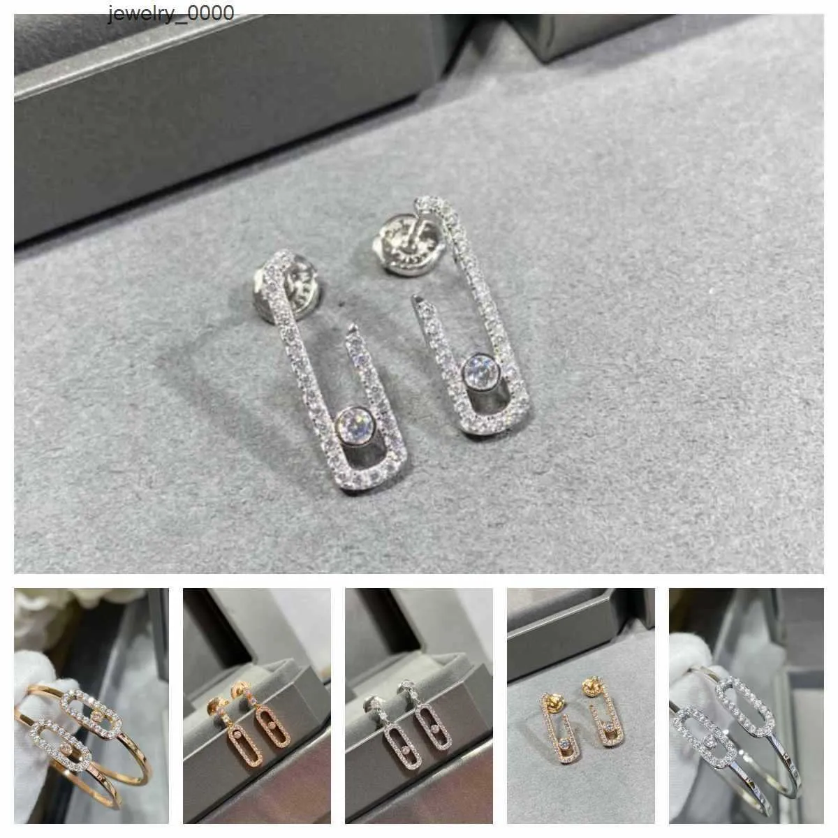 . Stud S925 Sterling Silver Women's Move Earrings Classic European and American Style Design Luxury Brand Original AIQK