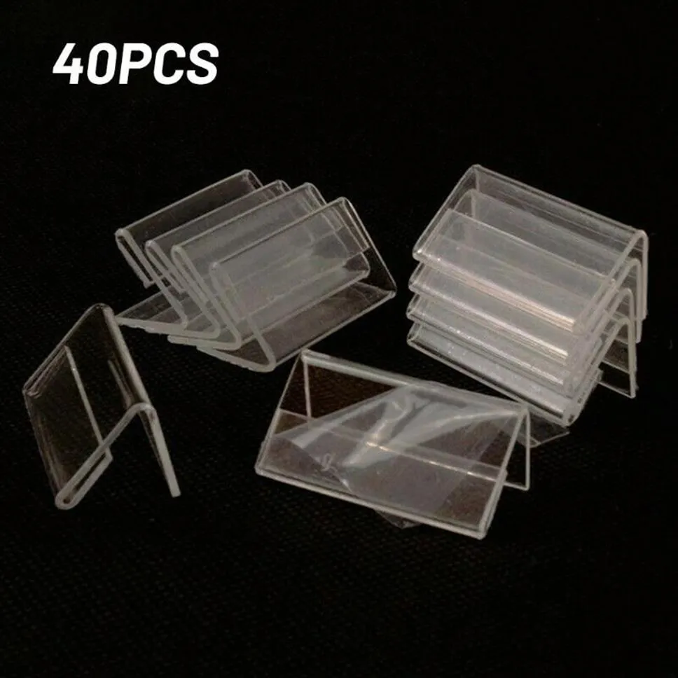 40pcs 2x4cmアクリルサインディスプレイ名刺ラベルケース口紅オーガナイザーストレージフレーム284g