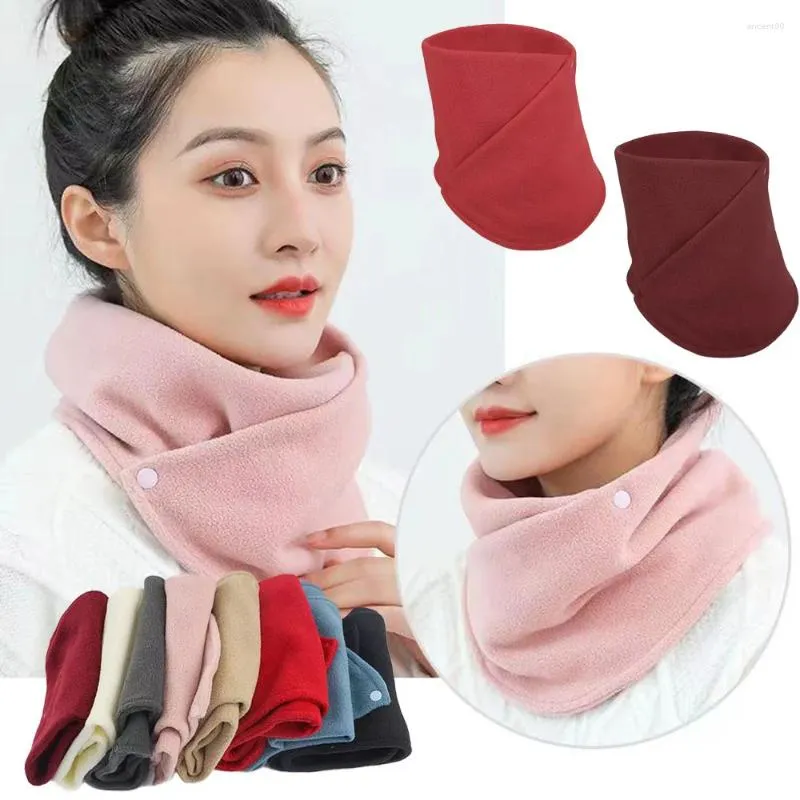 Lenços inverno velo anel cachecol snood cordeiro pescoço mais quente multi-funcional ao ar livre botões de esqui pelúcia dupla camada neckerchief