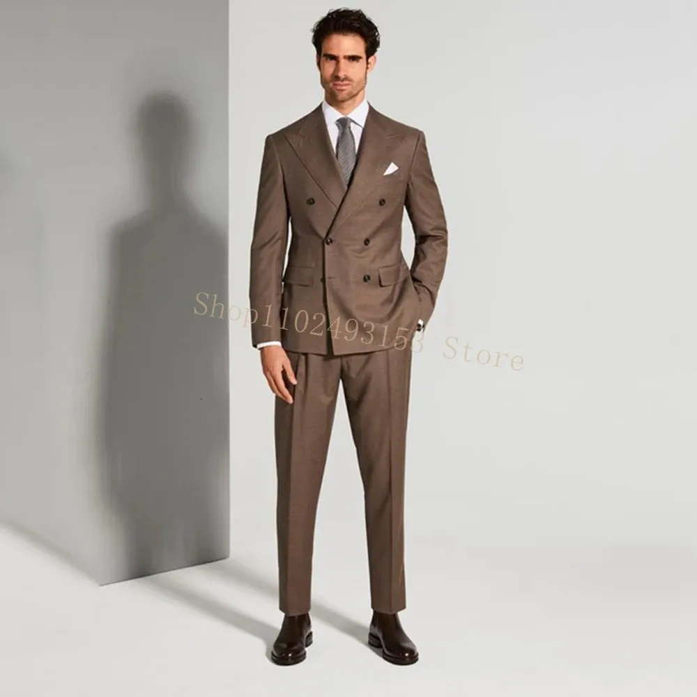 Erkekler Suits Blazers Özel Yapımı Zarif Erkek Takımlar İnce Fit 2 Parçası Çift Kelime Breasted Formal İş Erkekler Damat Takım Takım Kostüm Homme Mariage 231205