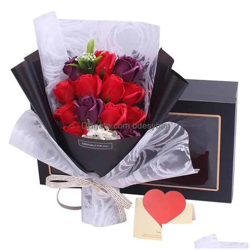 Decorative Flowers & Wreaths Soap Rose Flowers Bundle Creative Gift Box Mothers Day Valentine Birthday Flower Drop Delivery Home Garde Dhcpn