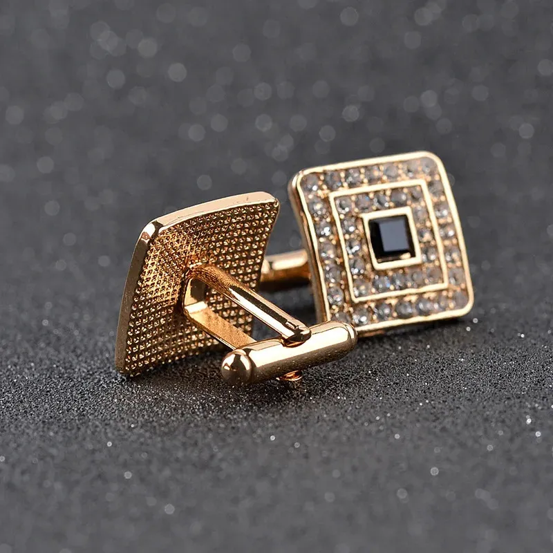 Cuff Links Luxury Men's Cuff Links Rhinestone Crystal Business Lawyer Square Cufflinks Cuff Botton Men's French Shirt Cufflinks 231204