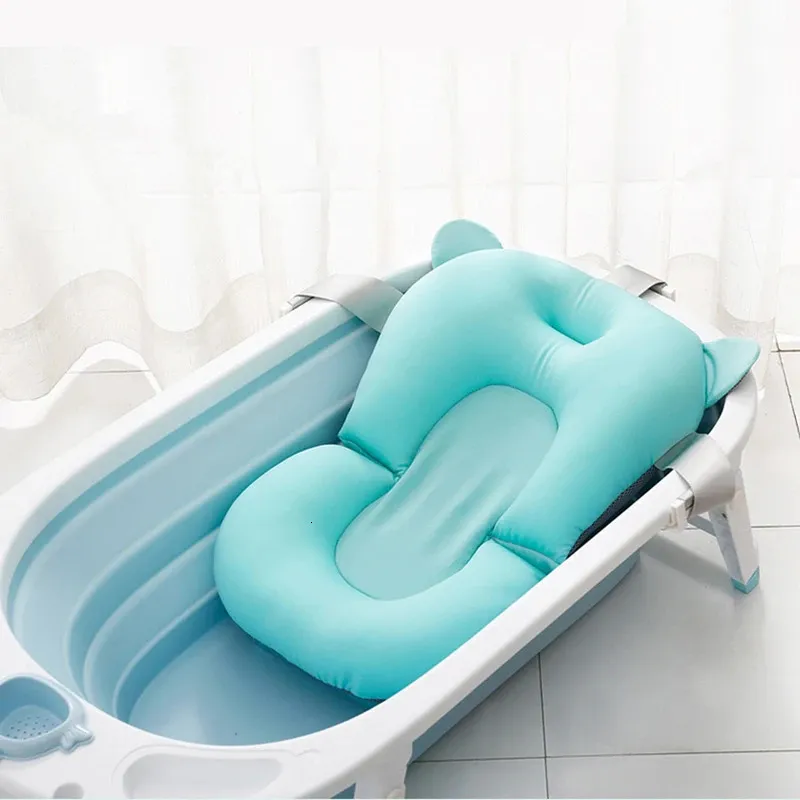 Badkarplatser Baby Bath Seat Support Mat Foldbar Baby Bath Tub Pad Stol Född badkar kudde Spädbarn Anti-halk Soft Comfort Body Cushion 231204