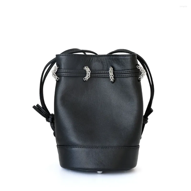 Ryggsäckens topplager Cowhide för kvinnors 2023 Mini Fashion Bucket Bag School