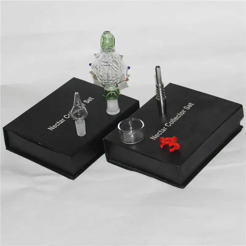 Smoking Mini Nectar Kit 14mm Nectar Dab Straw Set Oil Rigs Micro Glass NC Water Pipe Titanium Tips dry herb bowls