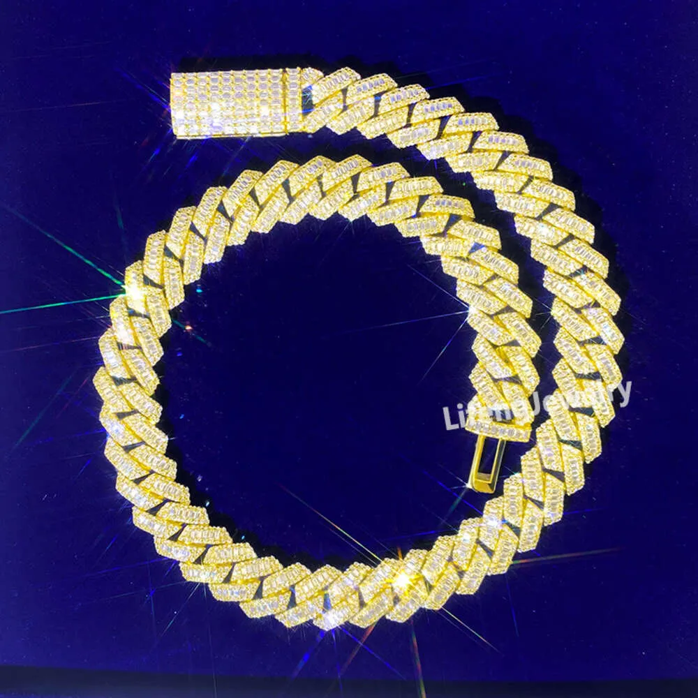 Fabrikpreis 18mm-20mm kubanische Gliederkette Moissanit Iced Out Miami kubanische Kette Hip Hop Modeschmuck Halskette