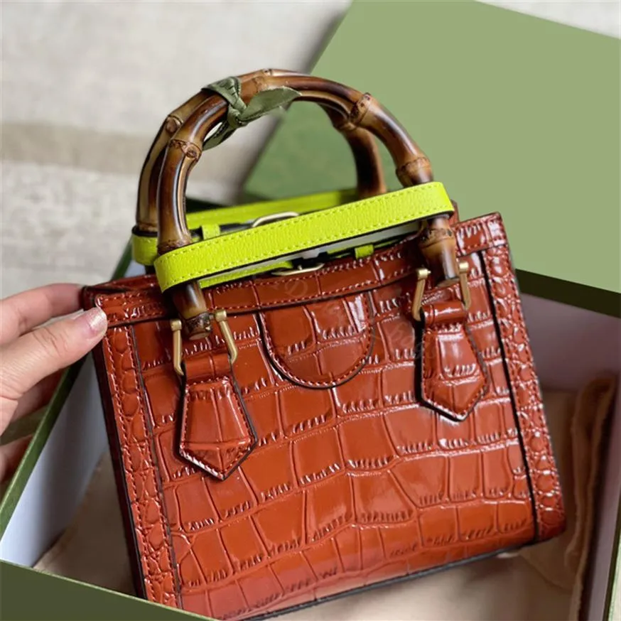 Косметическая сумка через плечо на плечо, сумка-кошелек, сумки из крокодила и аллигатора, простые двойные буквы, бамбуковый совместный кошелек для покупок, женский Lu306S