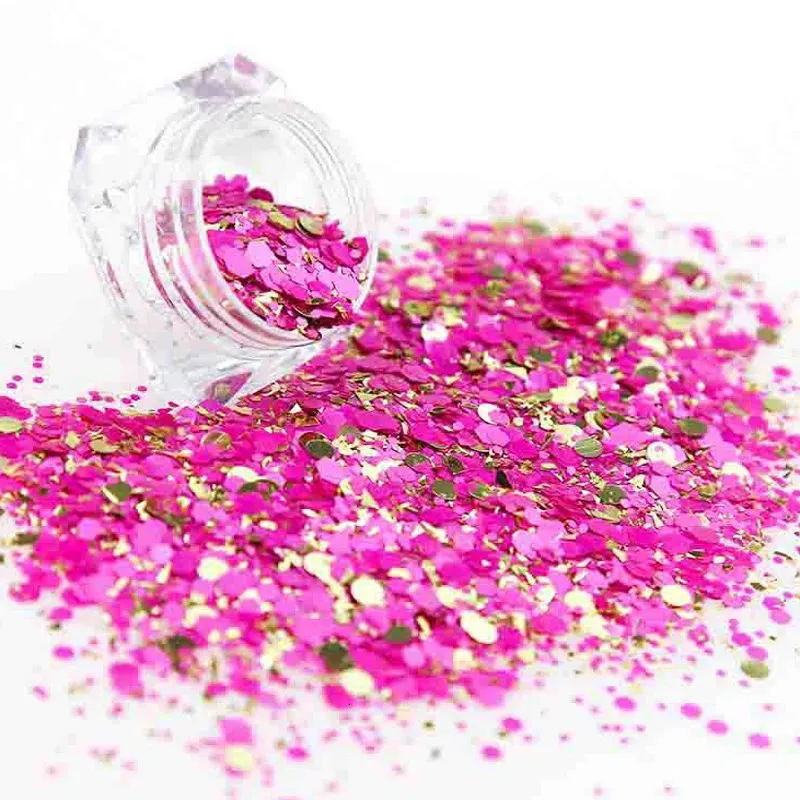 Klistermärken dekaler 500 g glitter shapeshologram rolig mixtumblernail holografisk fuchsia och guld blandar lös | rosa metalliska glitter 231204