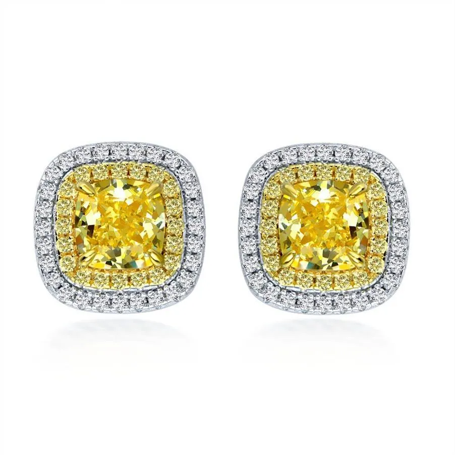 Designer Earring Women S925 Sterling Silver Stud Earrings Fashion Woman Ear Ring Womens Yellow Pink Diamond Earings 2 25CT Zircon 267F