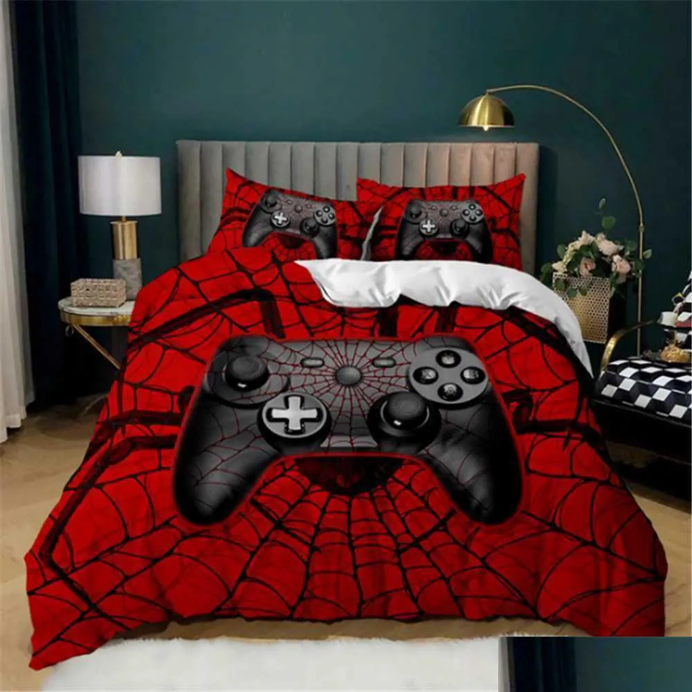 Sängkläder set sängkläder set duvet er för pojkar kontroller quilt king/queen size cool gamepad set barn tonåring modern l221025 droppleverans h dhizr