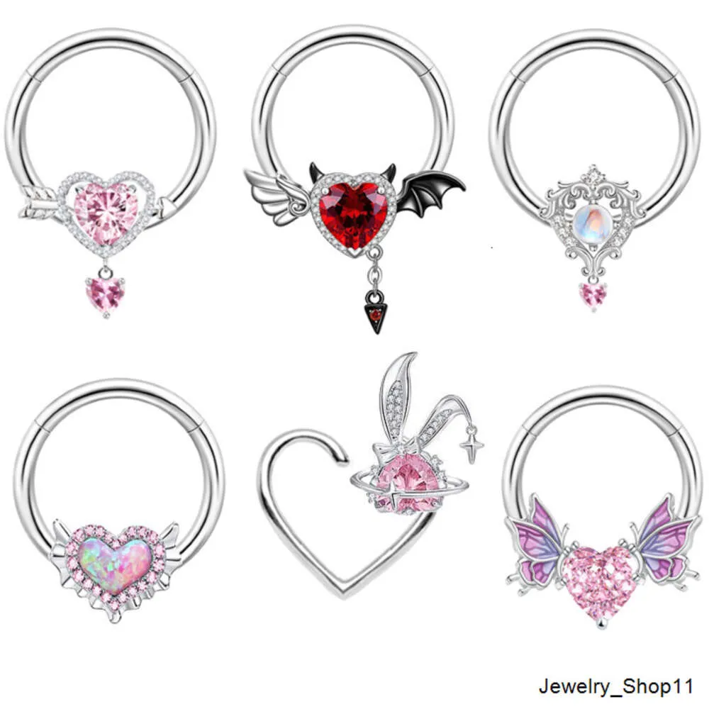 Gaby Heart Septum Clicker Rostfritt stål Kirurgiskt stål Piercing Nosring Bulk Dingle Nose Ring Piercing Smycken