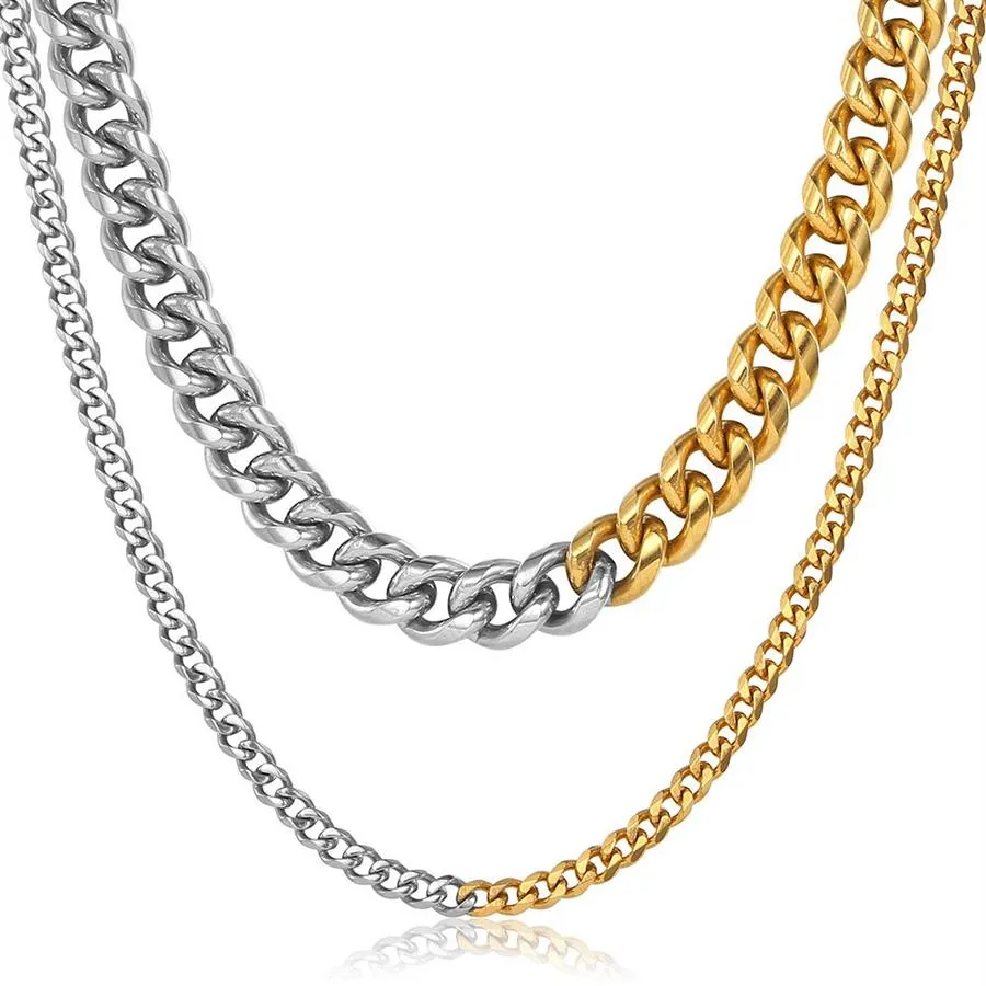 Miami hiphop 3 9mm rostfritt stål kubansk trottoarkant kedja guld silver färg choker halsband för män kvinnor trend smycken dnm37q01152576