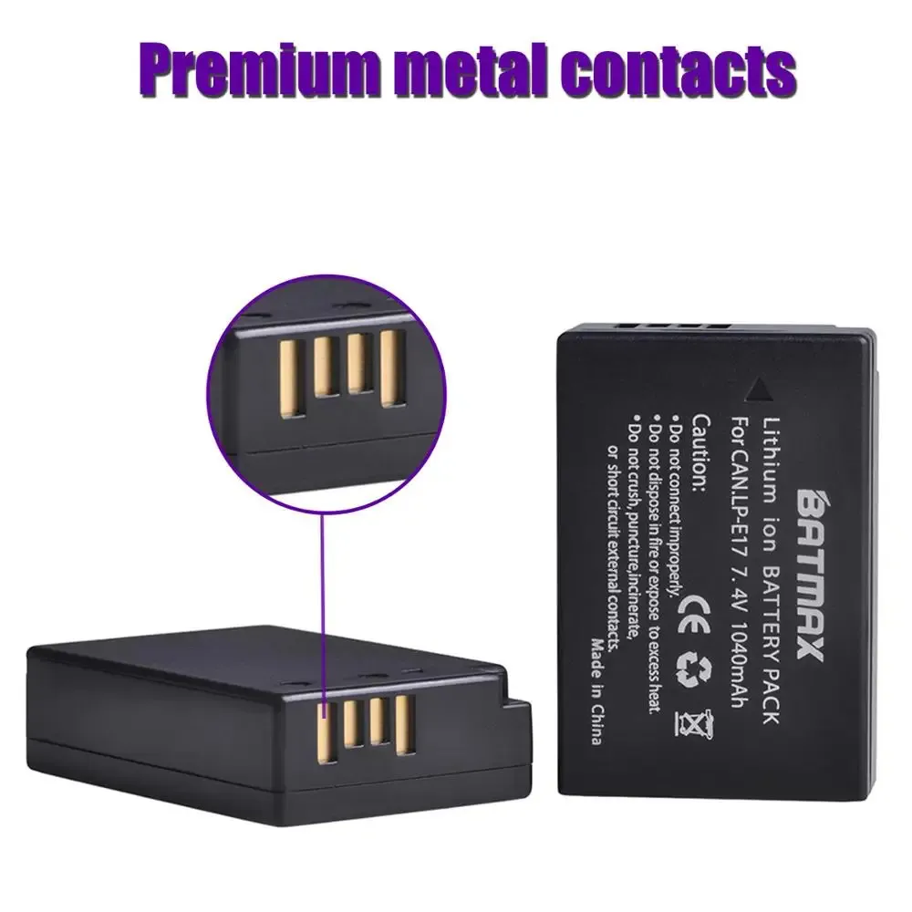 BM Premium 2-Pack of LP-E17 Batteries and Battery Charger for Canon Rebel SL2, EOS M3, EOS Rebel T6i, Rebel T6s, EOS 750D, EOS 760D, EOS 8000D, KISS X8i Digital SLR Camera