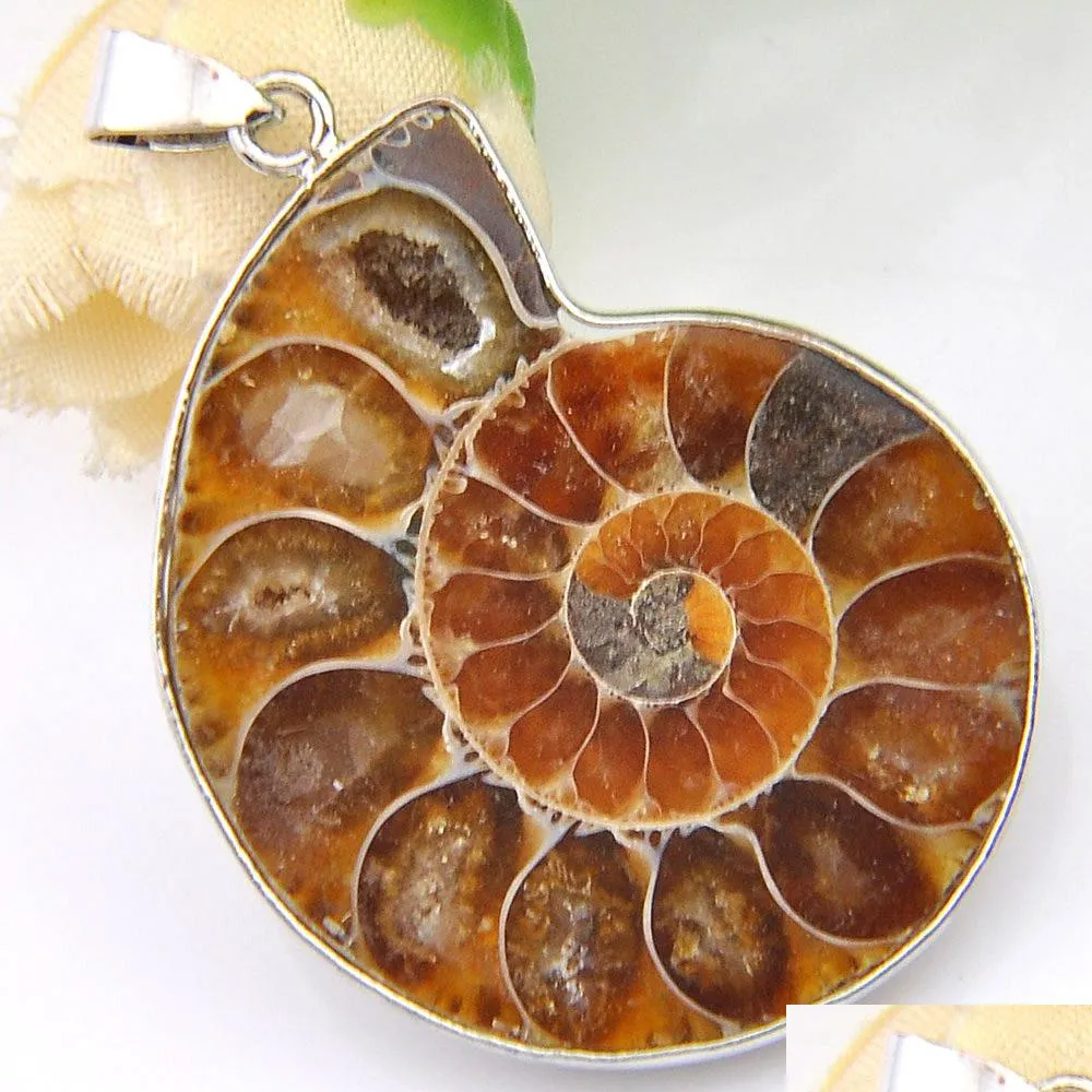 Luckets Lucky 2Pcs /Lot Christmas 925sterling Sier Simple Design Restore طرق قديمة Ammonite Fossil Pendant for Lady Gift 31x41 Dhne0