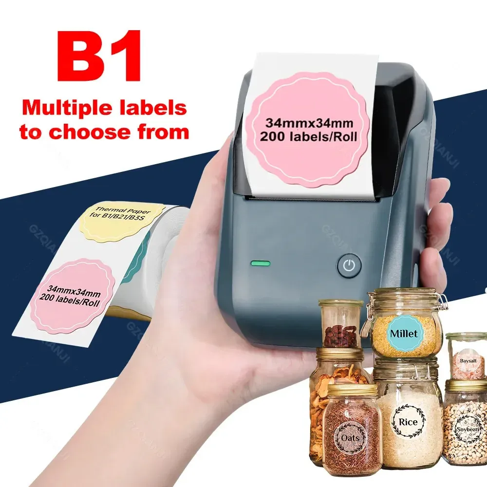 The Lable Paper Original NiiMbot B1 Imprimante d'étiquettes Couleur Autocollant rond Portable Bluetooth Étiquetage auto-adhésif Machine d'affaires Petite 231205