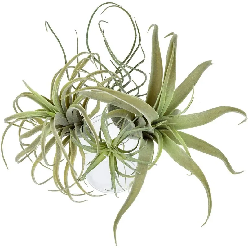 Julekorationer 4pack konstgjorda ananasgräs luftväxter falska blommor faux flocking tillandsia bromeliader hem trädgård dekor 231205