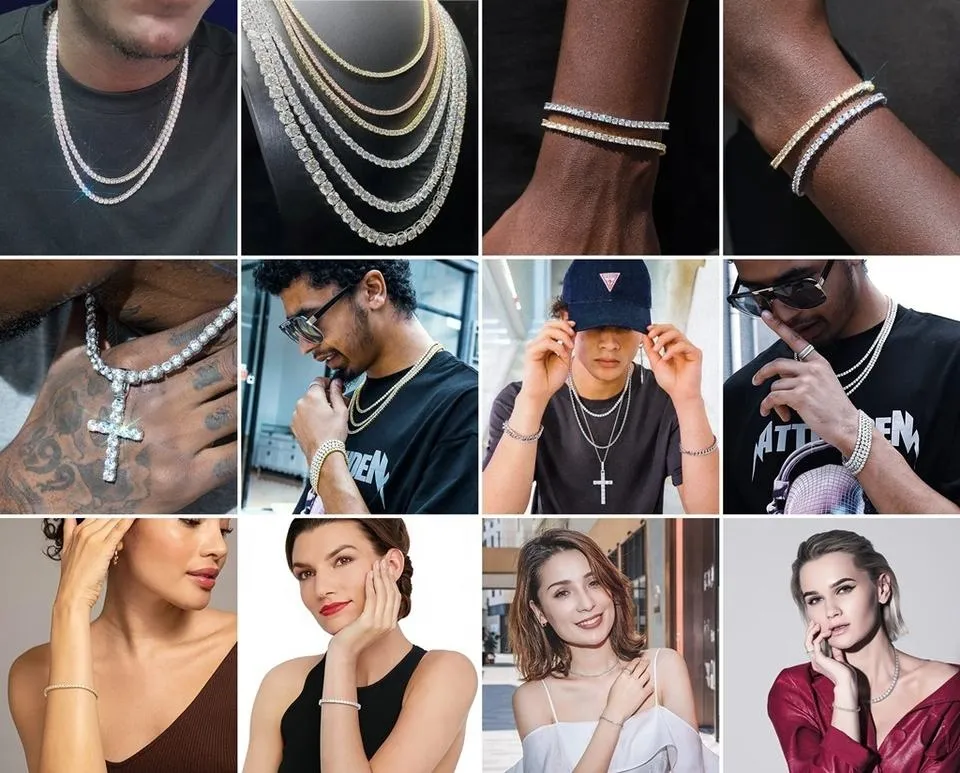 Hip Hop Cuban Link Chain Necklace & Tennis Bracelet | DHgate