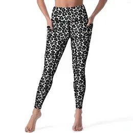 Women`s Leggings Black And White Leopard Animal Print Gym Yoga Pants High Waist Casual Leggins Quick-Dry Sports Tights Birthday Present