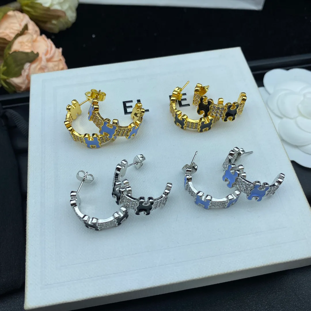Celins Celnes Designer Celins Earrings Stud 18K Gold Plating Luxury Fashion Märke Bokstäver smycken berömda triomfer Kvinnor Bröllopspresent Julpresent