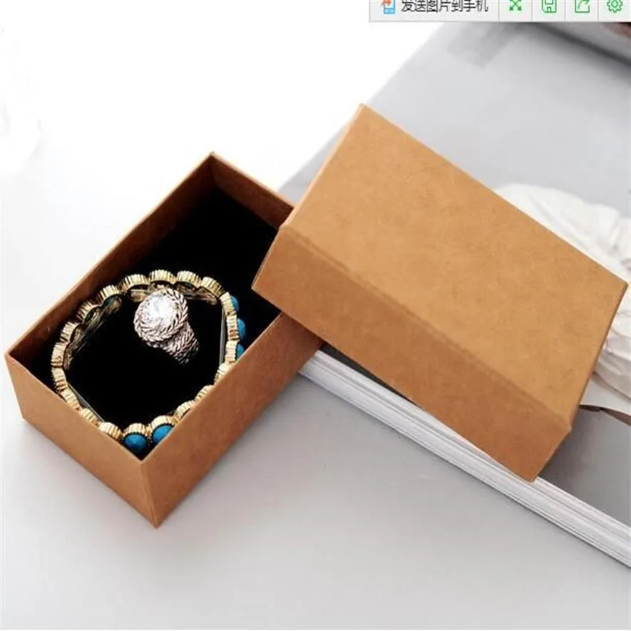 Collana Portagioie Amanti Custodia per anelli Confezione regalo Scatola di carta Kraft Scatola portagioielli 8 5 6 5 3cm203H