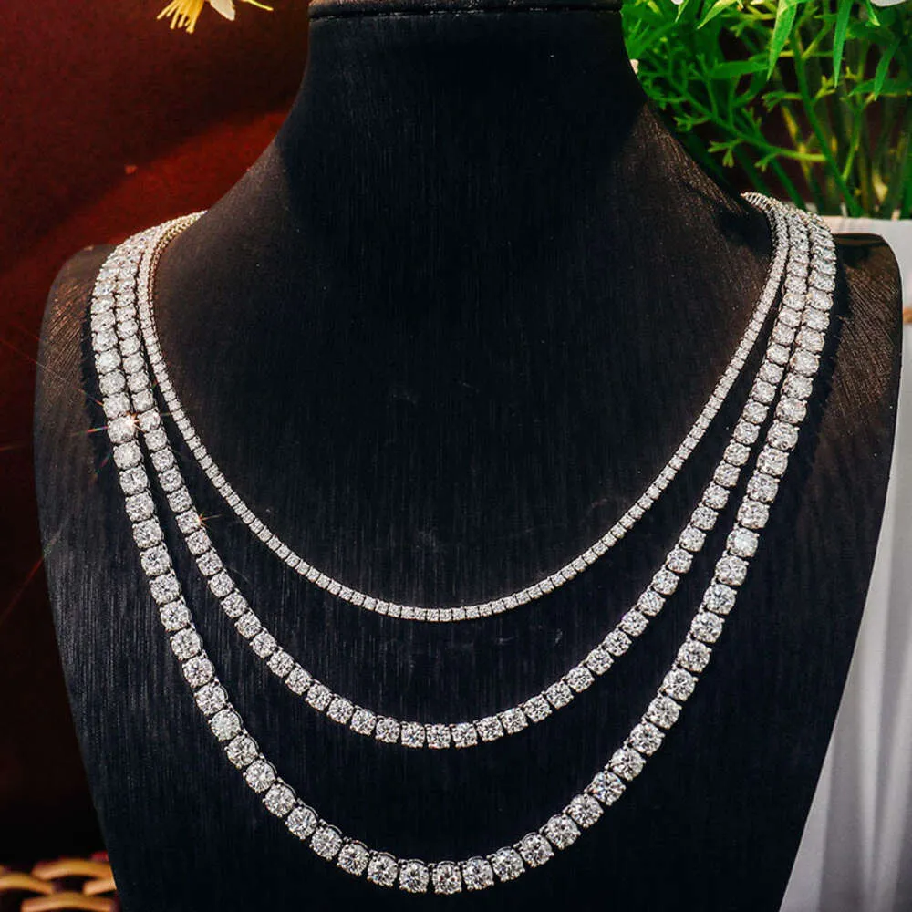 2023 Ny ankomst Kvinnor trendiga fina avancerade smycken mode 925 Silver Hip Hop Ice Out Diamond Jewelry Tennis Necklace