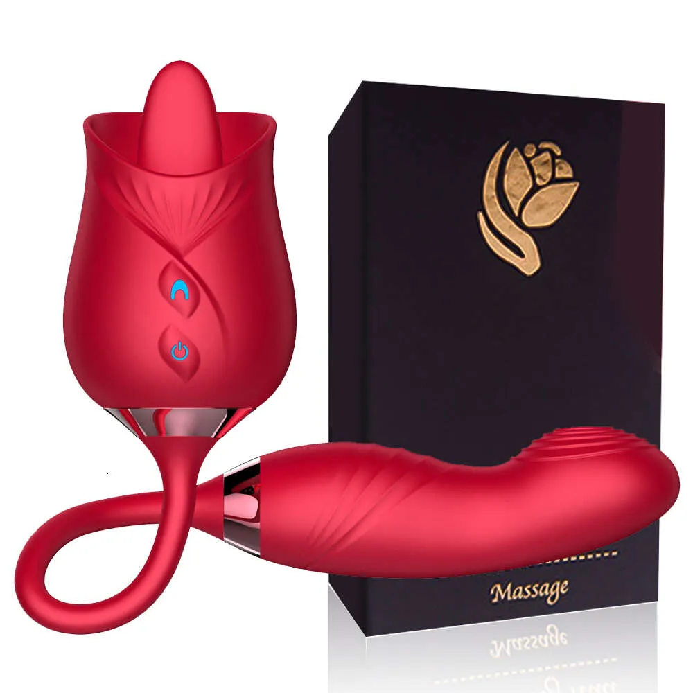 Seksspeeltje Massager Rose Tong Likken Vibrator Vrouwelijke g-spot Tepelstimulatie Speelgoed voor volwassenen Vibrerende siliconen clitoris voor vrouwen