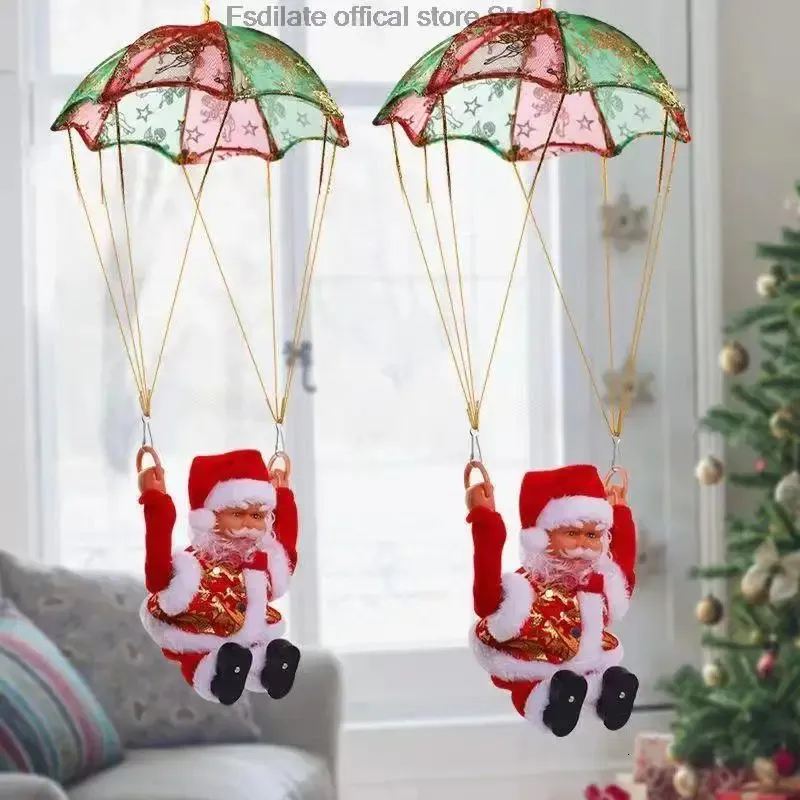 Roliga leksaker Creative Novelty Electric Music Parachute Spinning Stunt Santa Claus Toys Christmas Gift Decoration For Kids Funny Dolls 231204