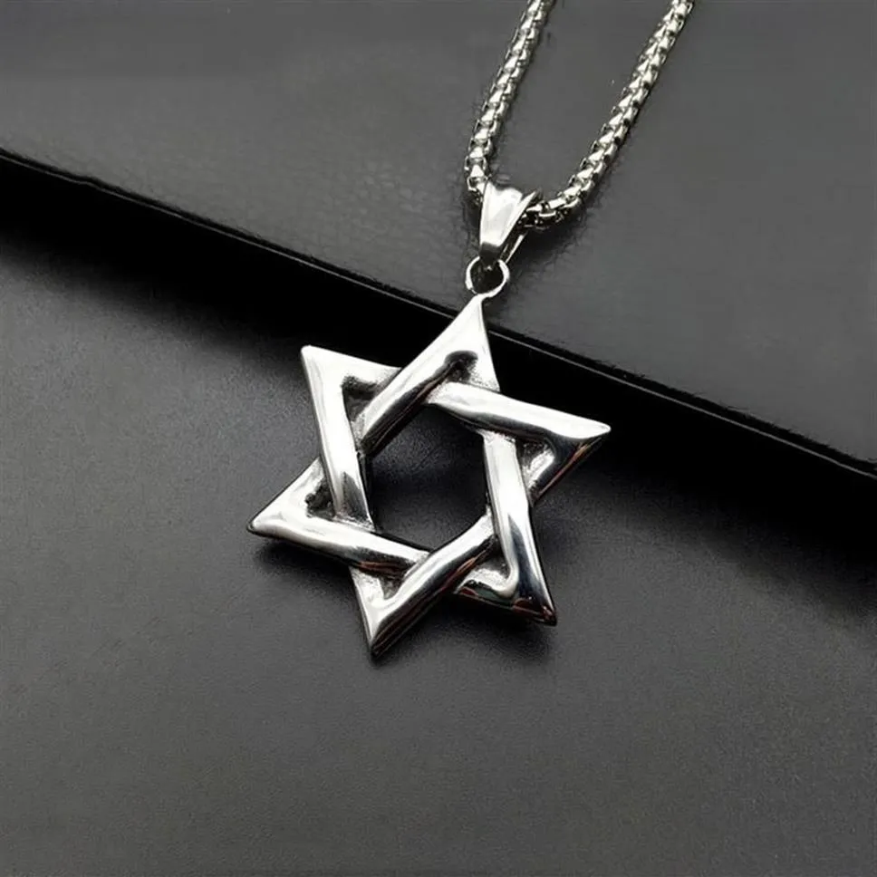 Pendant Necklaces Star Of David Israel Chain Necklace Women Stainless Steel Judaica Silver Color Jewish Men JewelryPendant286m