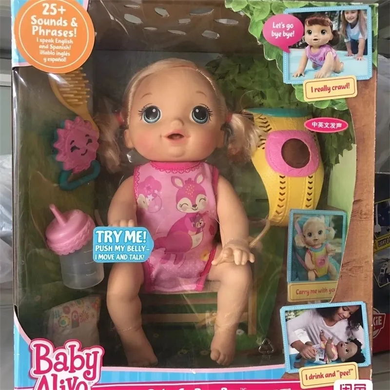 Poupées Naughty Baby Smart Interactive Crawl Go Bye bye Pee Drink Spake English Doll Girls Play House Toys Enfants Cadeaux d'anniversaire 231204