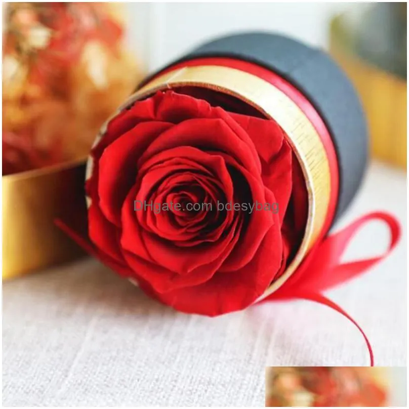 Decorative Flowers & Wreaths 2021 Eternal Rose In Box Preserved Real Flowers With Set Romantic Valentines Day Gifts The Best Mothers G Dhtqo