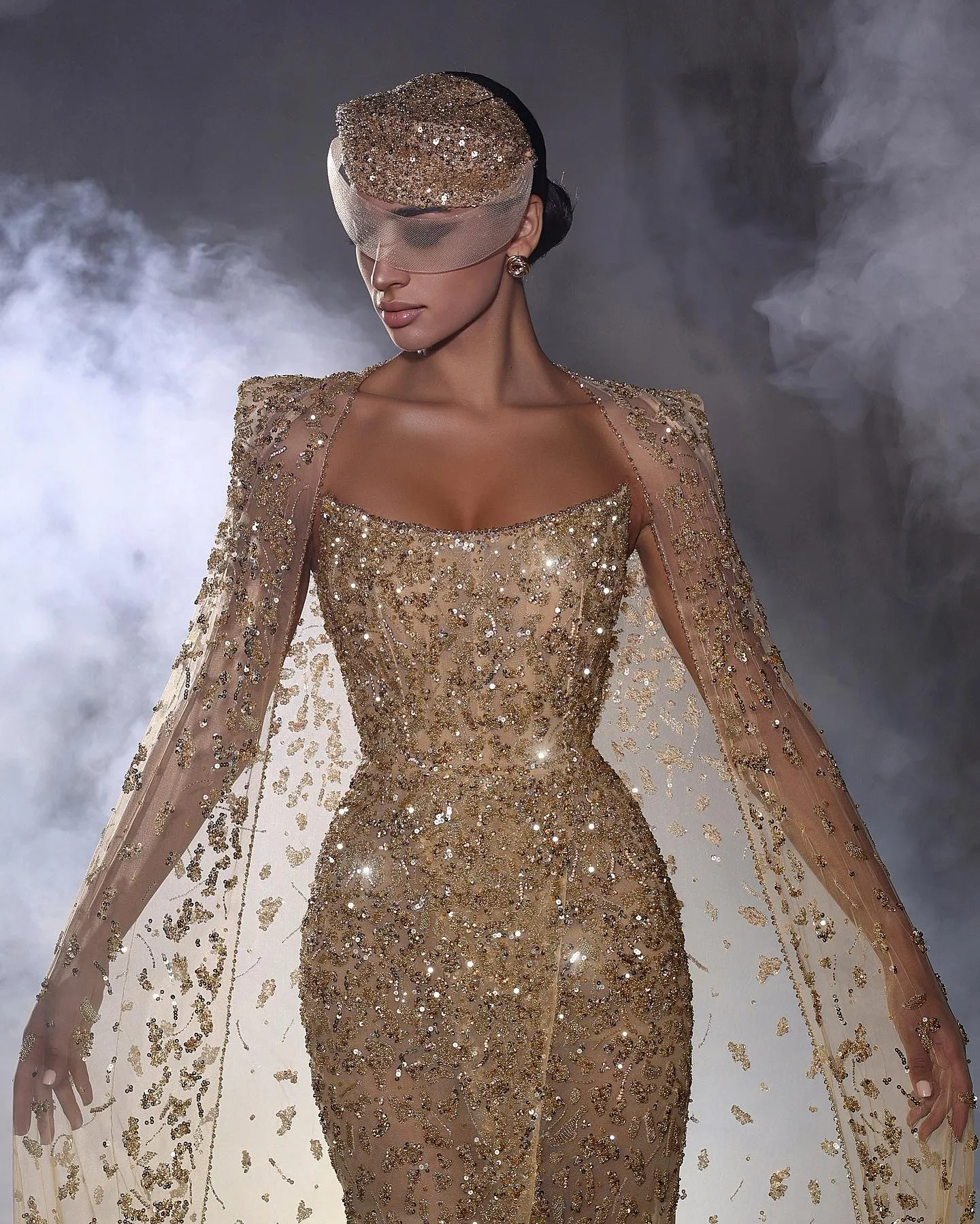 Gold Mermaid Sequin Evening Dress with Cape for Prom or Formal Events from  Dhgate Evening Dresses - price 611.04