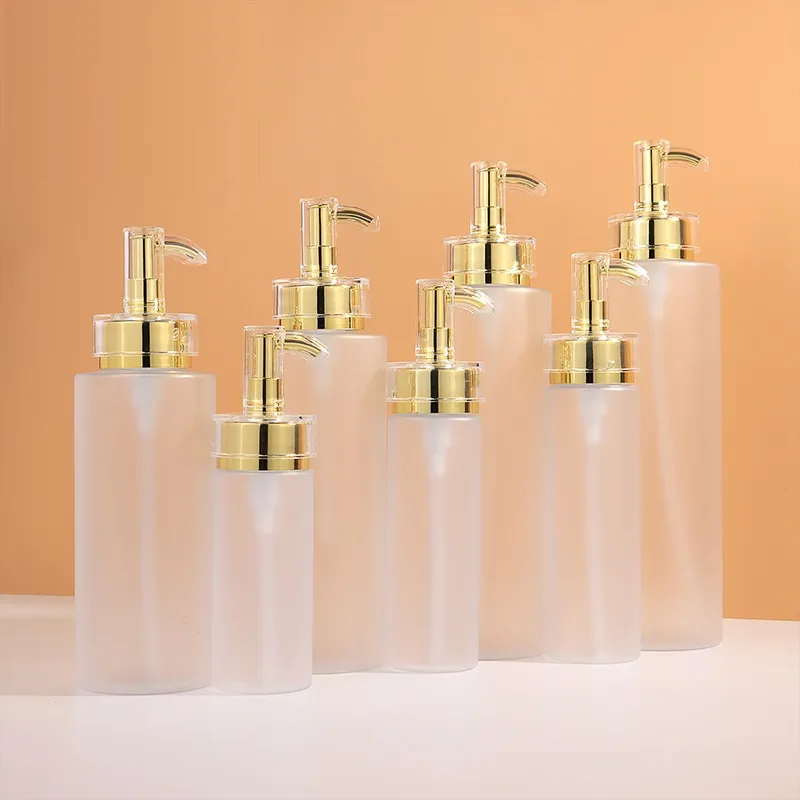 Shampoo Refillable Bottle Gold Lotion Pump Cosmetic Packaging Empty Frost Plastic Bady Scrub Shower Gel Bottles 100ml 120ml150ml 200ml 300ml 400ml 500ml