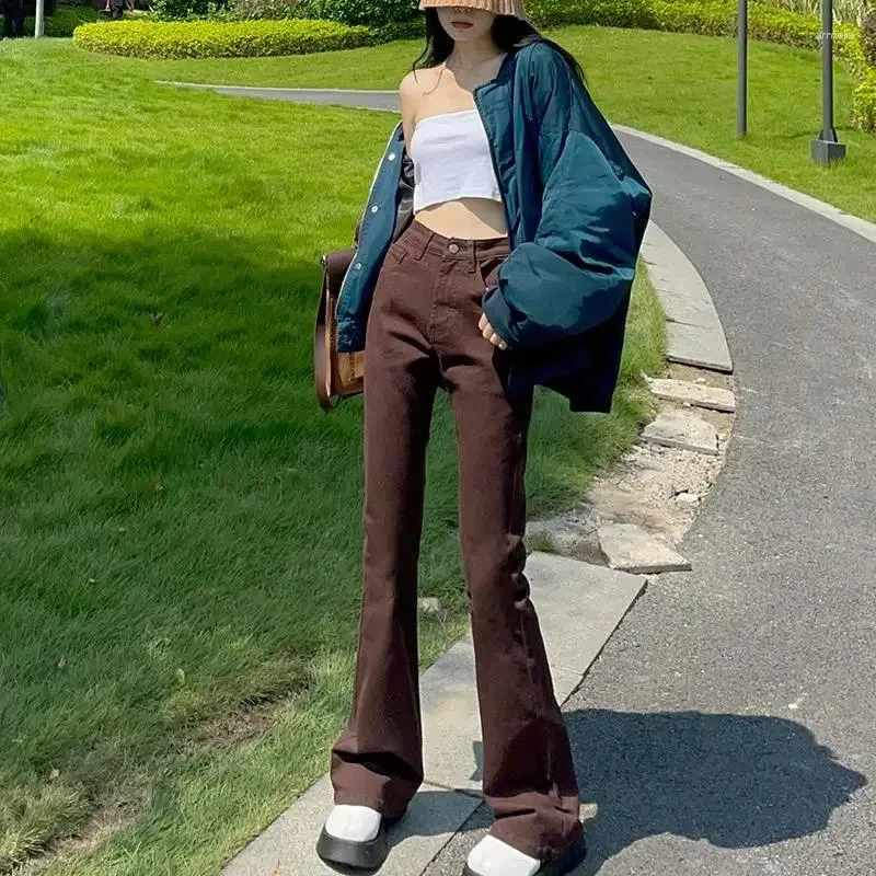 Jeans da donna Pantaloni skinny da donna con tasche Pantaloni slim fit Flare Bell Fondo di lusso Emo Trend 2023 Denim elasticizzato retrò