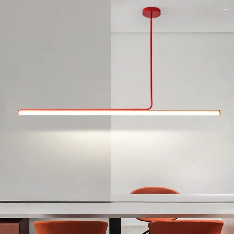 Lampes suspendues Design minimaliste moderne bande LED lampe Art décor à la maison lustre pour bar salle à manger cuisine île luminaires