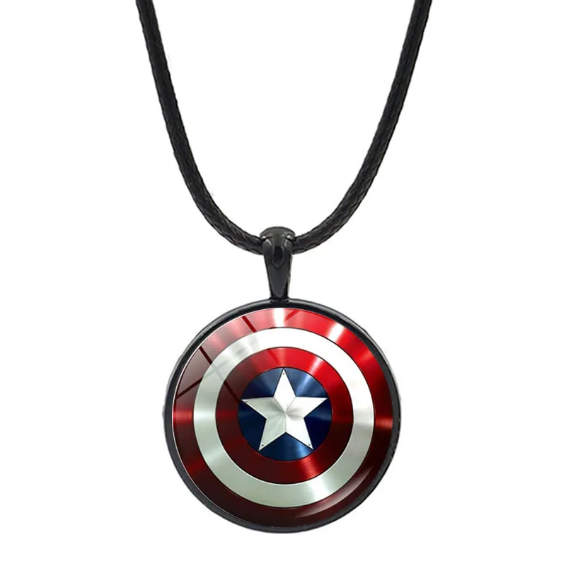 Round Shield Pendant Necklace Star Hero Pendant Charm Necklace Movie Jewelry Gift