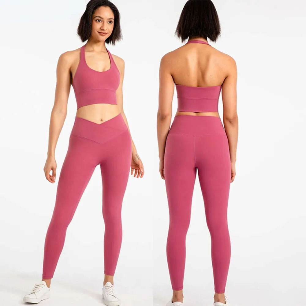 Lu Lu Lemon Align Trajes de 2 piezas Conjunto deportivo de yoga en la nube de verano Sujetador desnudo para mujer y polainas de cintura cruzada Trajes deportivos de yoga Conjuntos de gimnasio Ropa de entrenamiento