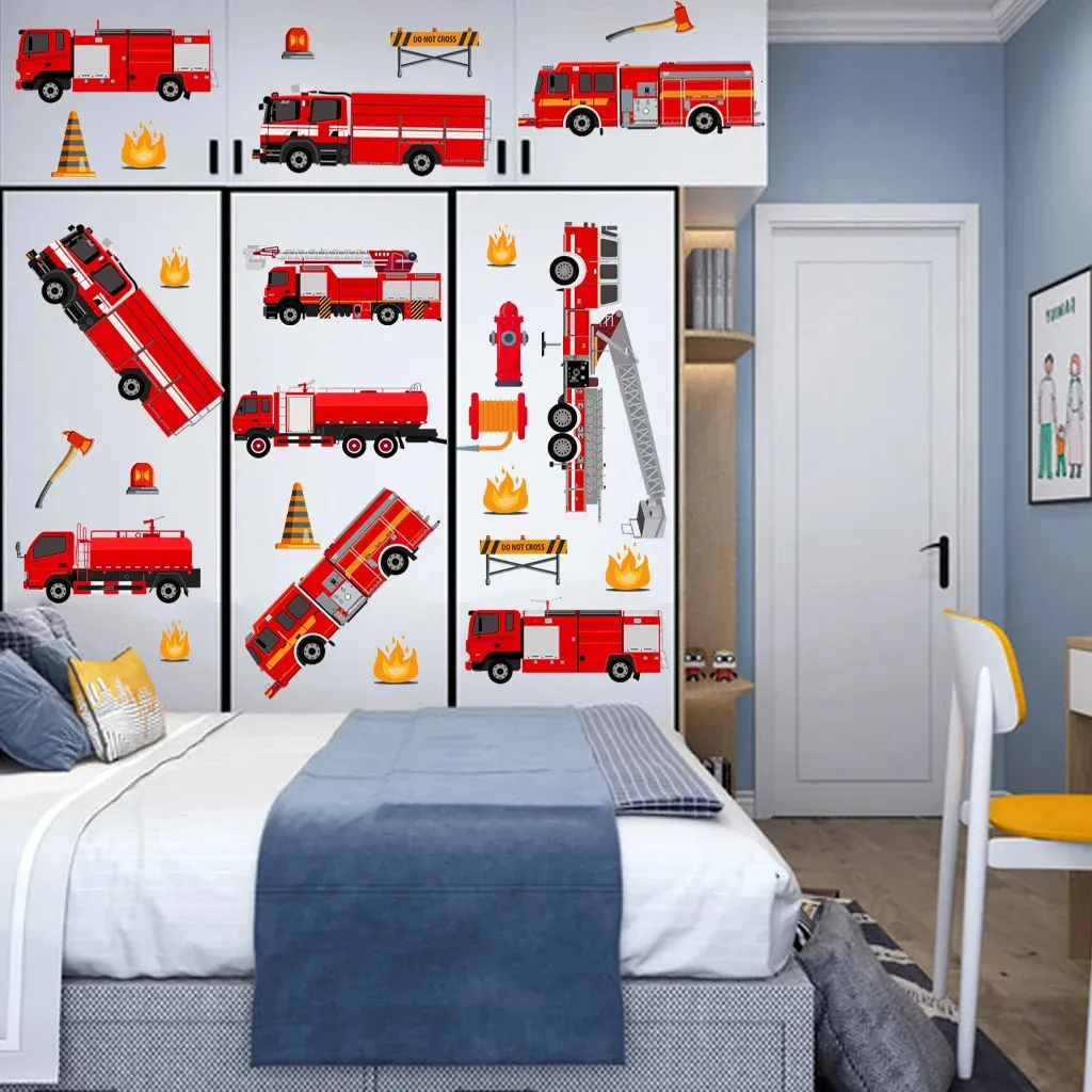 Personalized Firetruck Wall Decal With Kid's Name – Custom Nursery & Toddler Room Decor | Removable & Safe Vinyl | Multiple Sizes