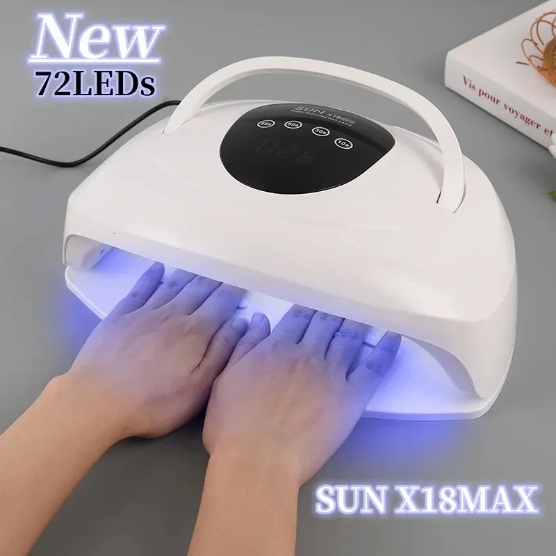 Asciuga unghie 320 W SUN X18MAX Potente lampada LED UV per asciugatrice per smalto gel per manicure con ampio display LCD Touch Sensore automatico 231204