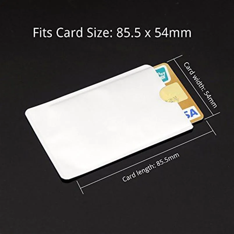 100pcs Cartes de crédit Protecteur Seckets Secure RFID Blocking ID Holder Foil Shield Popular259W