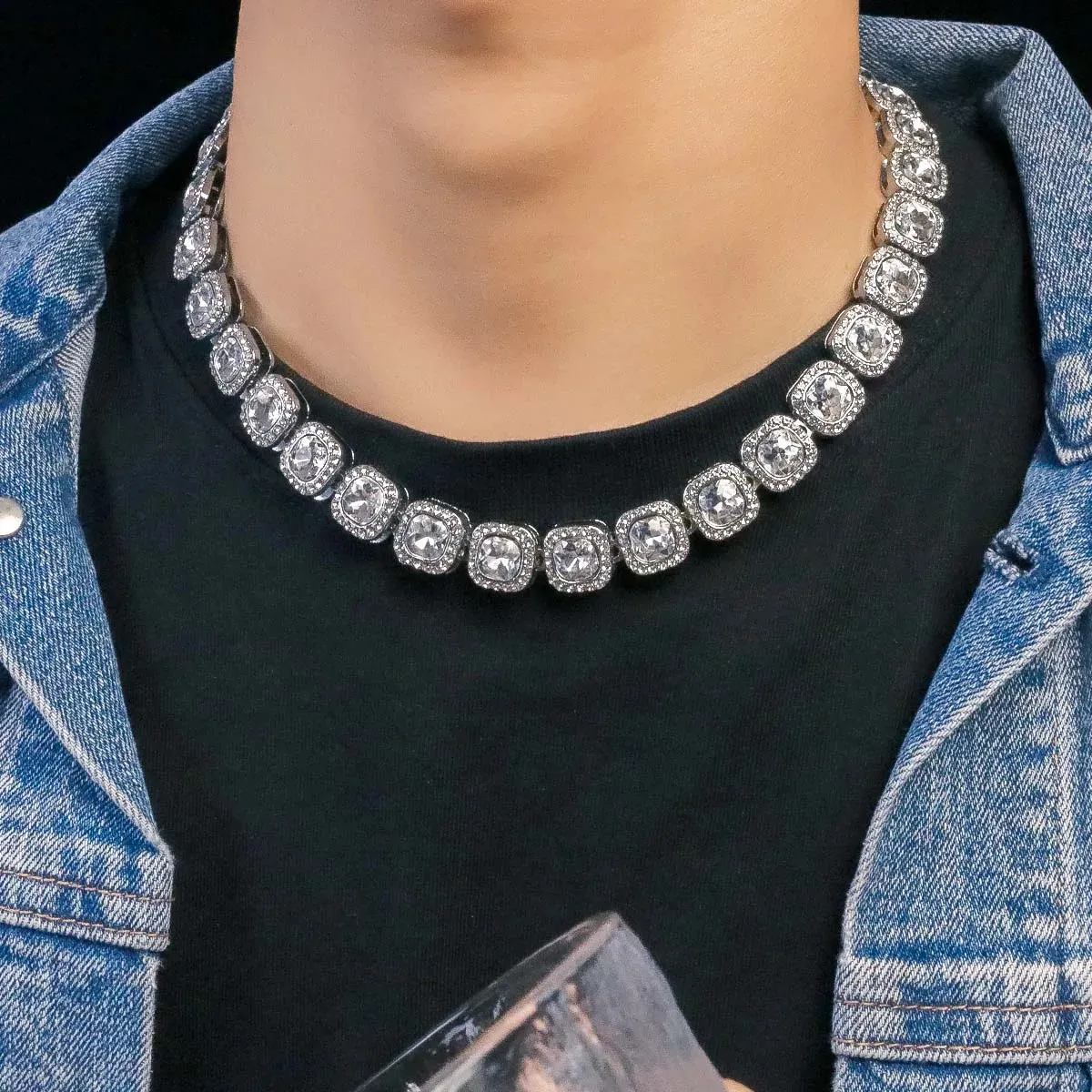 Hip Hop Choker Necklace For Men Iced Out Diamond Chain