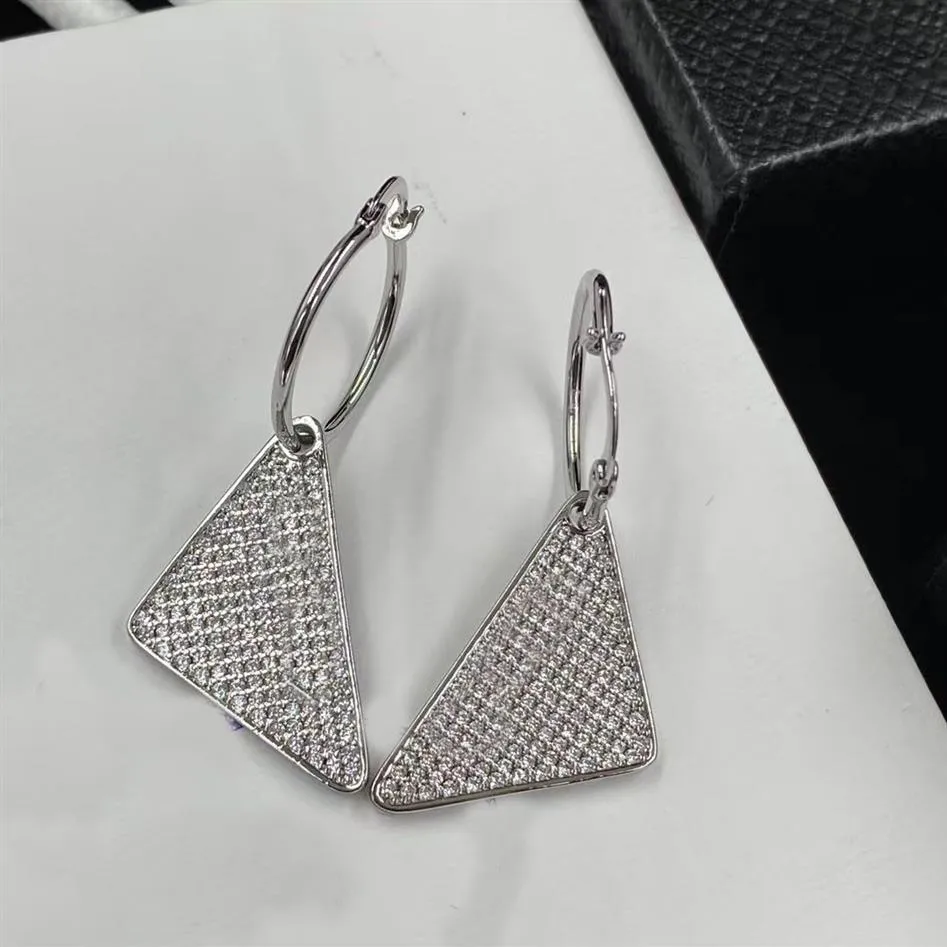 Mode Klassieke Driehoek Hanger Charm Oorbellen zijn Volledige Diamanten Designer Oorbellen voor Women263R