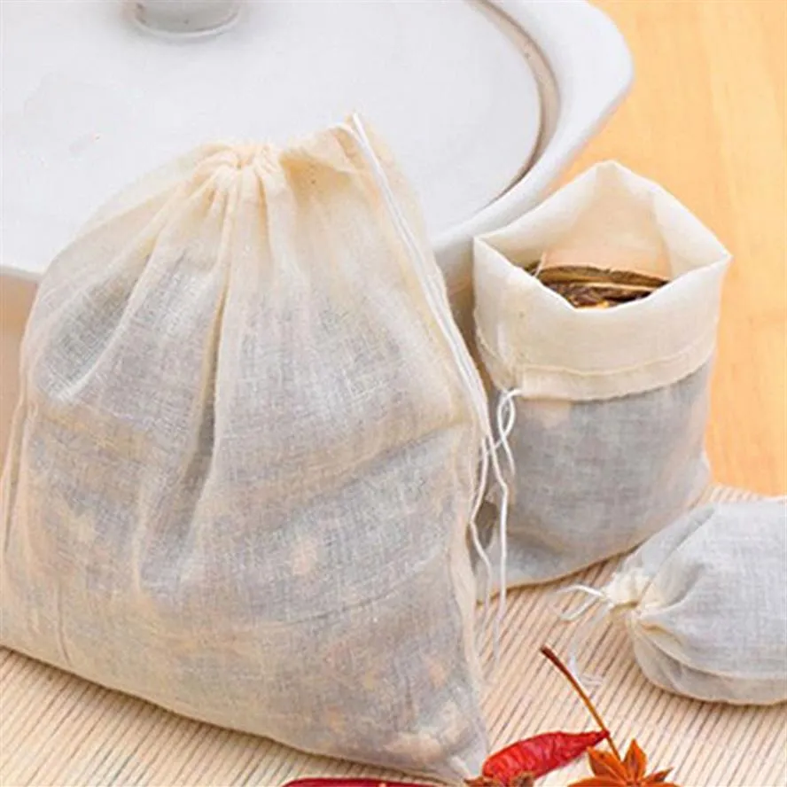 100Pcs lot Large Teabags 8x10CM Cotton Muslin Drawstring Reusable Bags for Soap Herbs Tea205p