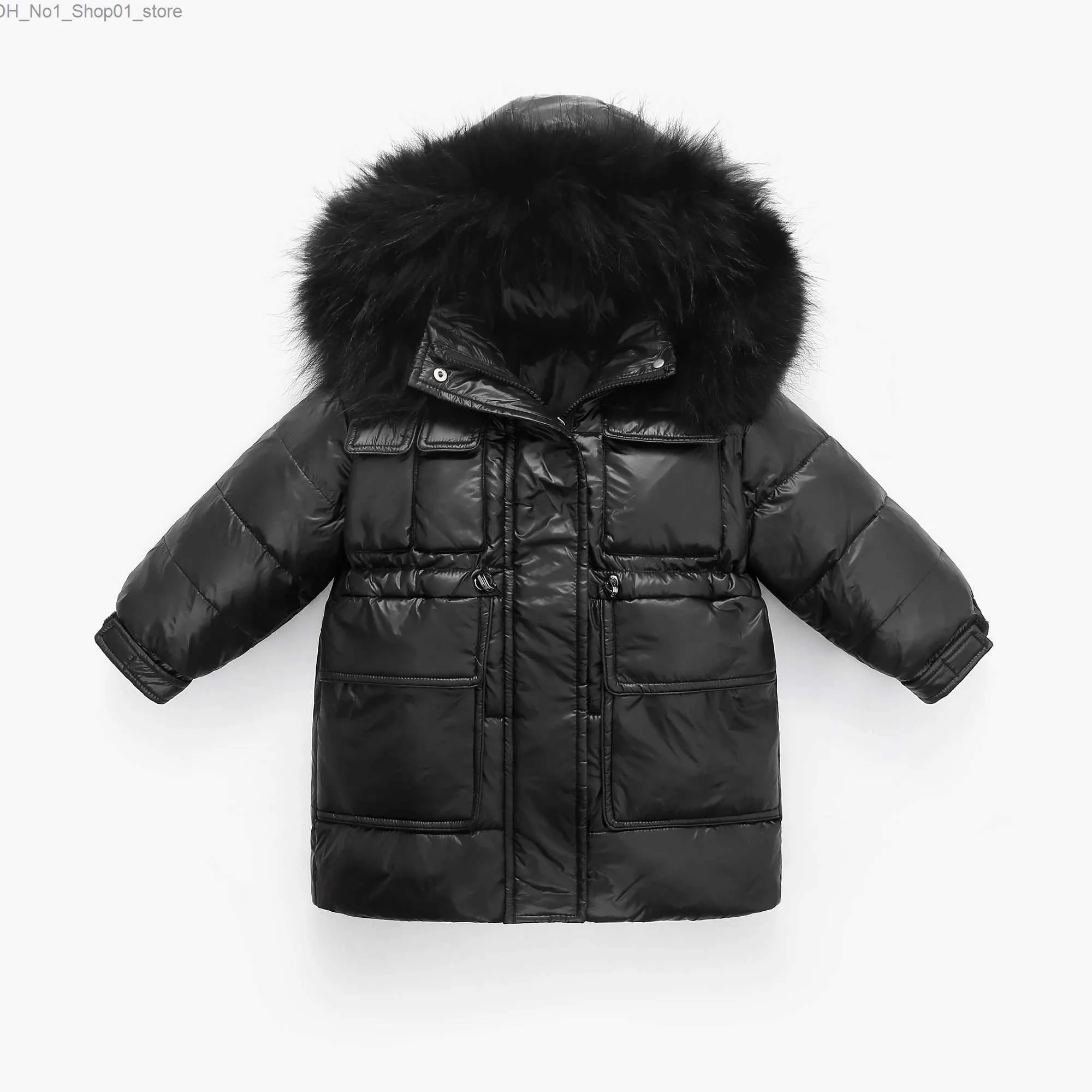 OLEKID 2023 hiver doudoune pour fille à capuche réel fourrure de raton laveur fille manteau d'hiver 3-10 ans enfants bambin vêtements d'extérieur Parka Q231205