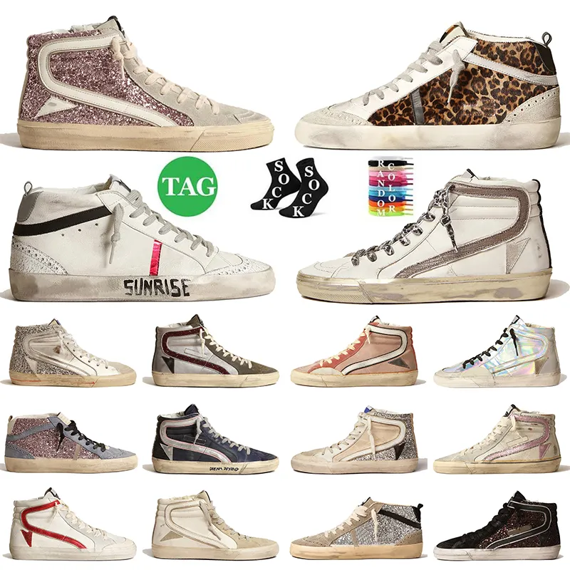 Scarpe da ginnastica Superstars Designer GoldenSS Star Scarpe casual alte da donna Scarpe da uomo di lusso con stelle in pelle e glitter argento Marchio italiano Dirty Old Sneakers