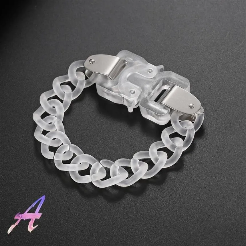 Чокеры Alyx 9SM, прозрачный акриловый браслет, промышленный функциональный браслет из титановой стали и металлической защитной пряжкой, браслетChokers252n