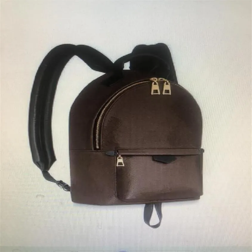 2 sizes Fashion Smooth Zipper Mini Backpack Genuine leather children backpack women Brown printing backpack 44873263s