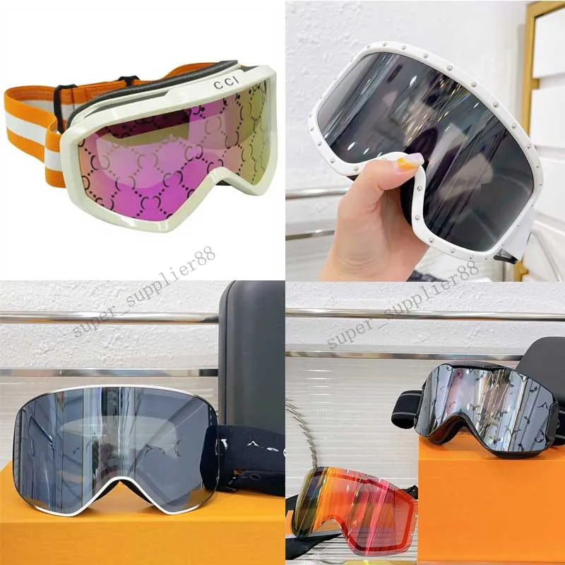 Mulheres marca de esqui designer máscara facial óculos de sol inverno profissional competição óculos anti nevoeiro quadro oversized espelho de esqui com caixa original