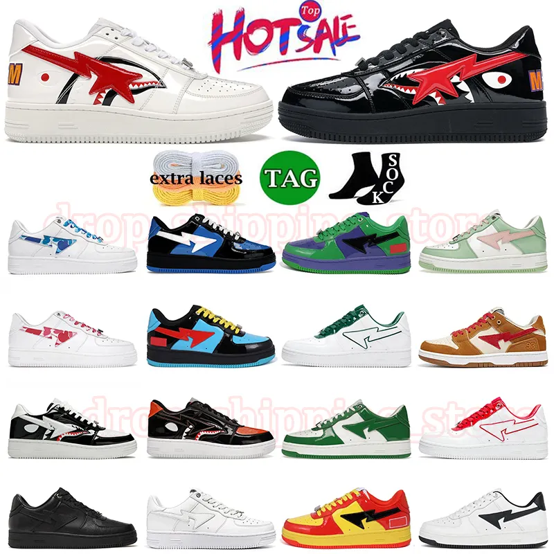 Designer Casual Chaussures Star Bapestar A Bain Ape Skateboard Shark Noir Rose Suède Cuir Verni Blanc Rouge Hommes Femmes SK8 Plate-forme Baskets jogging Dhgate taille 36-47