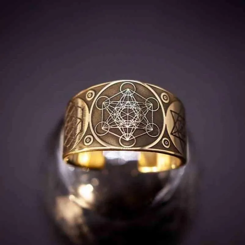 Vintage Archangel Metatron Warrior Knight Angel of Life Seal Adjustable Rings for Men Solomon Kabbalah Ring Amulet Aesthetic282B